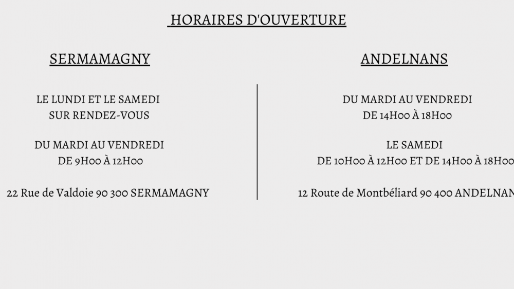 HORAIRES OUVERTURE
